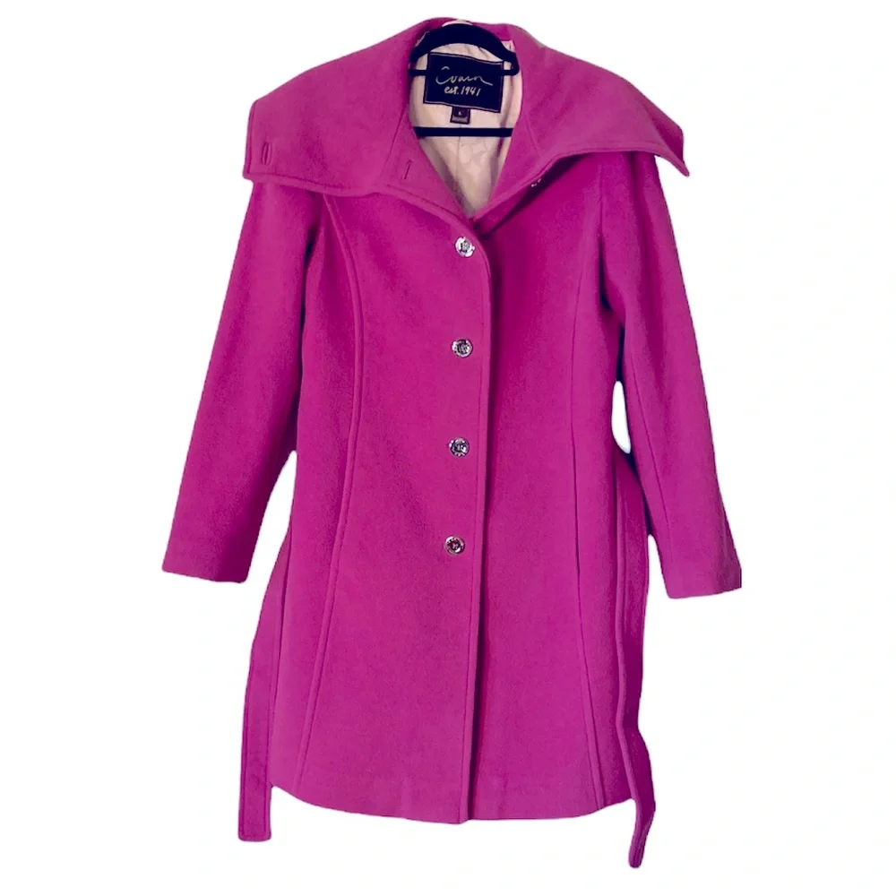 Coach Angora Wool Fuschia Coat Size L - Picture 1 of 13